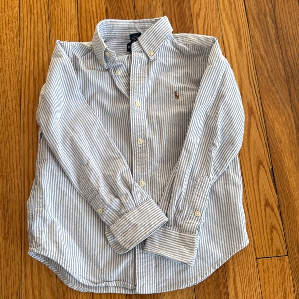 Ralph Lauren blue stripe Oxford button down shirt